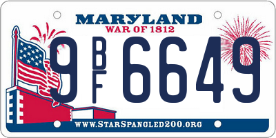 MD license plate 9BF6649