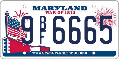 MD license plate 9BF6665
