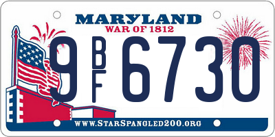 MD license plate 9BF6730