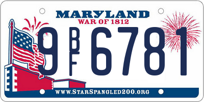 MD license plate 9BF6781