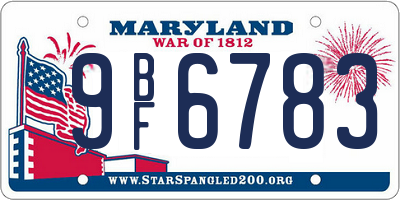 MD license plate 9BF6783