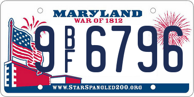 MD license plate 9BF6796