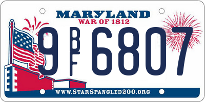 MD license plate 9BF6807