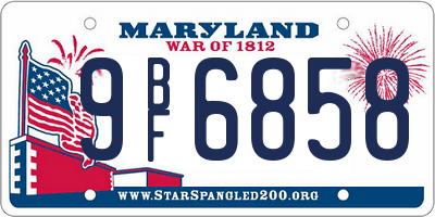 MD license plate 9BF6858