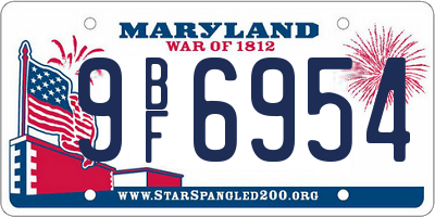 MD license plate 9BF6954