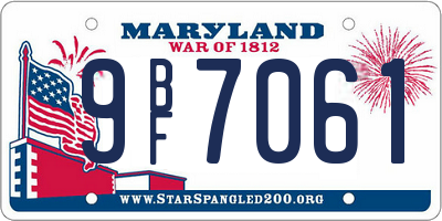 MD license plate 9BF7061