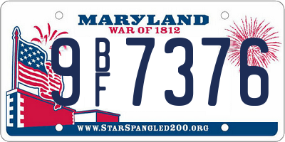 MD license plate 9BF7376