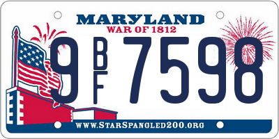 MD license plate 9BF7598