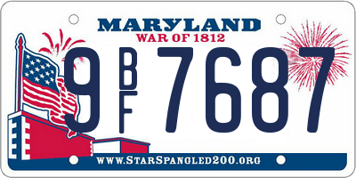 MD license plate 9BF7687