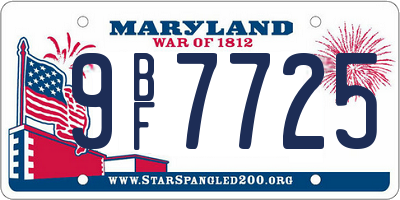 MD license plate 9BF7725