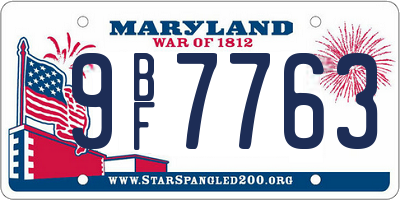 MD license plate 9BF7763