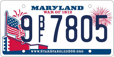 MD license plate 9BF7805