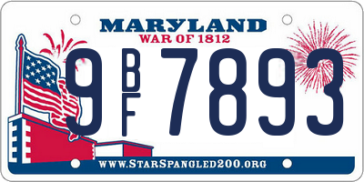 MD license plate 9BF7893