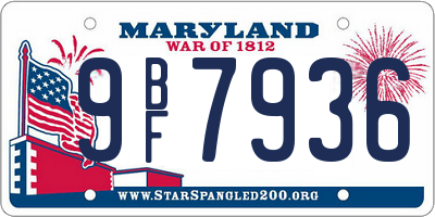 MD license plate 9BF7936