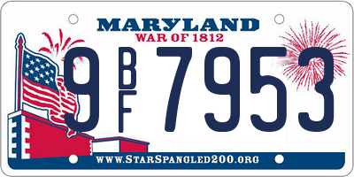 MD license plate 9BF7953