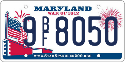 MD license plate 9BF8050