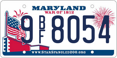 MD license plate 9BF8054