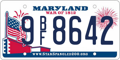 MD license plate 9BF8642