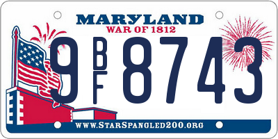 MD license plate 9BF8743