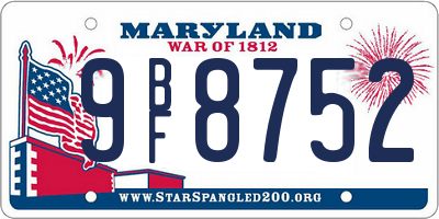 MD license plate 9BF8752