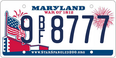 MD license plate 9BF8777