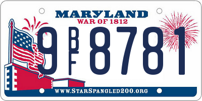 MD license plate 9BF8781
