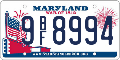 MD license plate 9BF8994