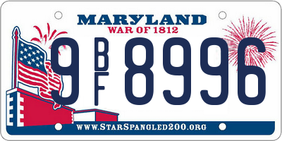 MD license plate 9BF8996