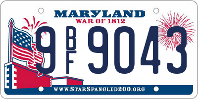 MD license plate 9BF9043
