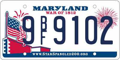 MD license plate 9BF9102
