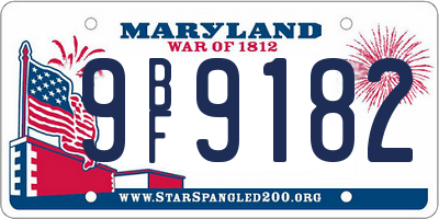 MD license plate 9BF9182