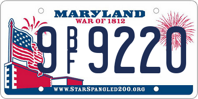 MD license plate 9BF9220