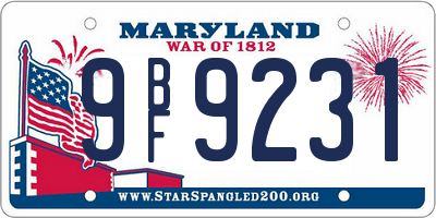 MD license plate 9BF9231