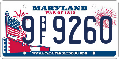 MD license plate 9BF9260