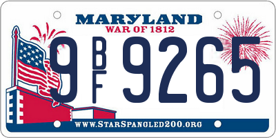 MD license plate 9BF9265
