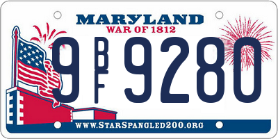 MD license plate 9BF9280