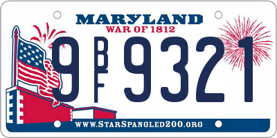 MD license plate 9BF9321