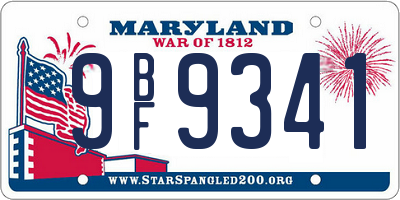 MD license plate 9BF9341