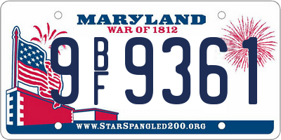 MD license plate 9BF9361