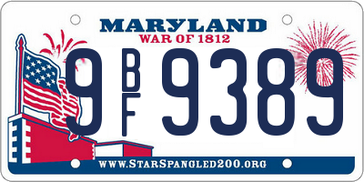 MD license plate 9BF9389