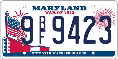 MD license plate 9BF9423