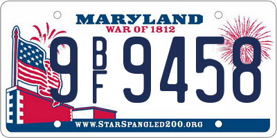 MD license plate 9BF9458