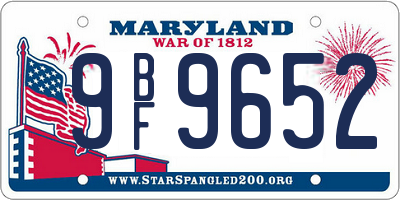 MD license plate 9BF9652