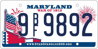 MD license plate 9BF9892