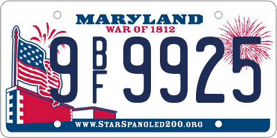 MD license plate 9BF9925
