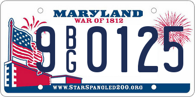MD license plate 9BG0125