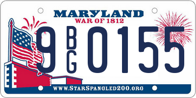 MD license plate 9BG0155