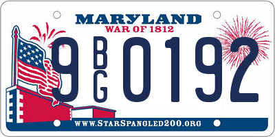 MD license plate 9BG0192