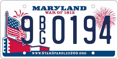 MD license plate 9BG0194