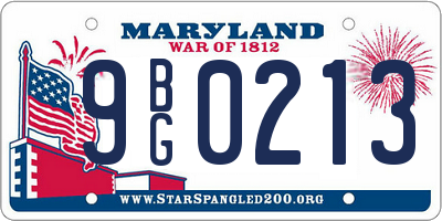 MD license plate 9BG0213